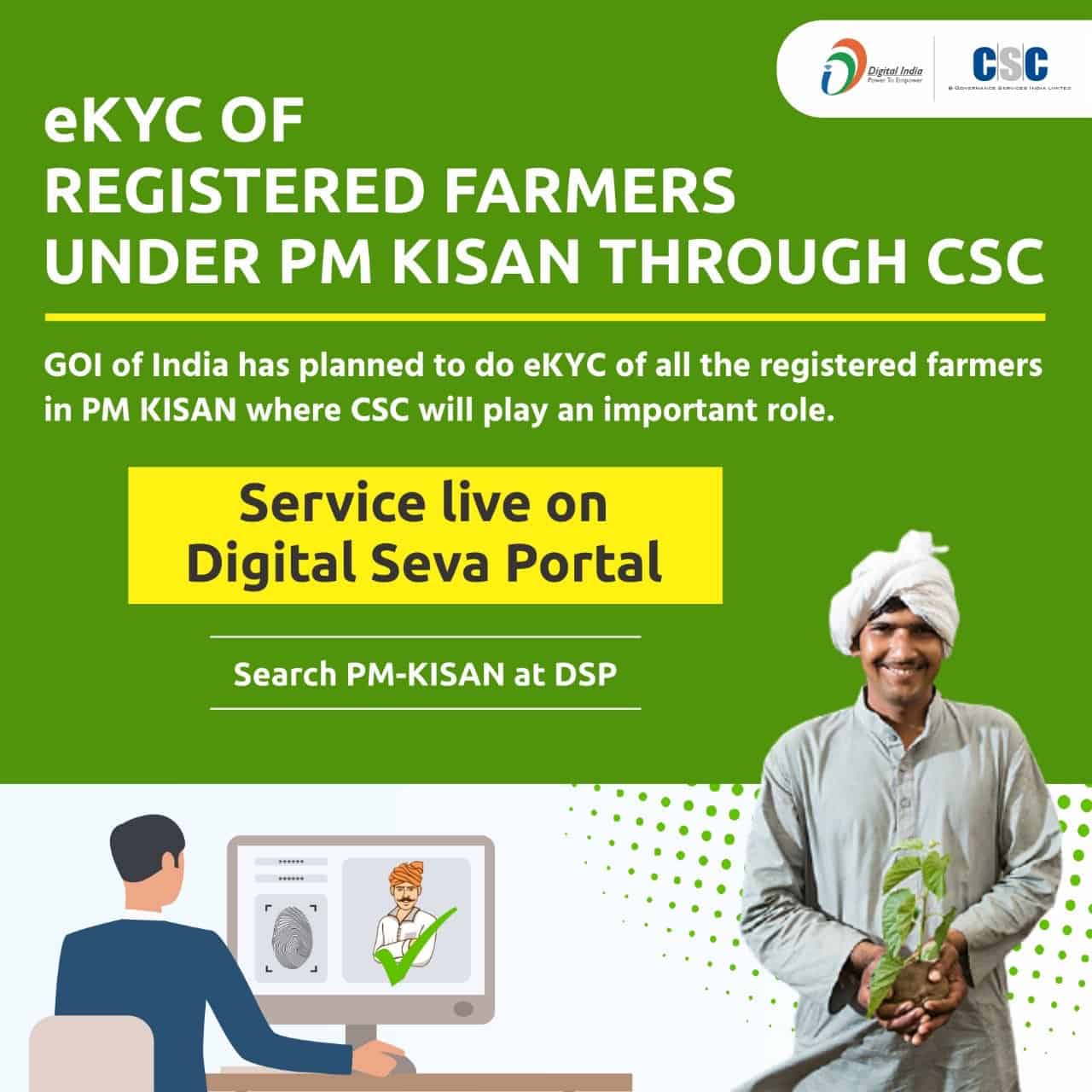 eKYc of Registered Farmers Under PM KISAN Through CSC