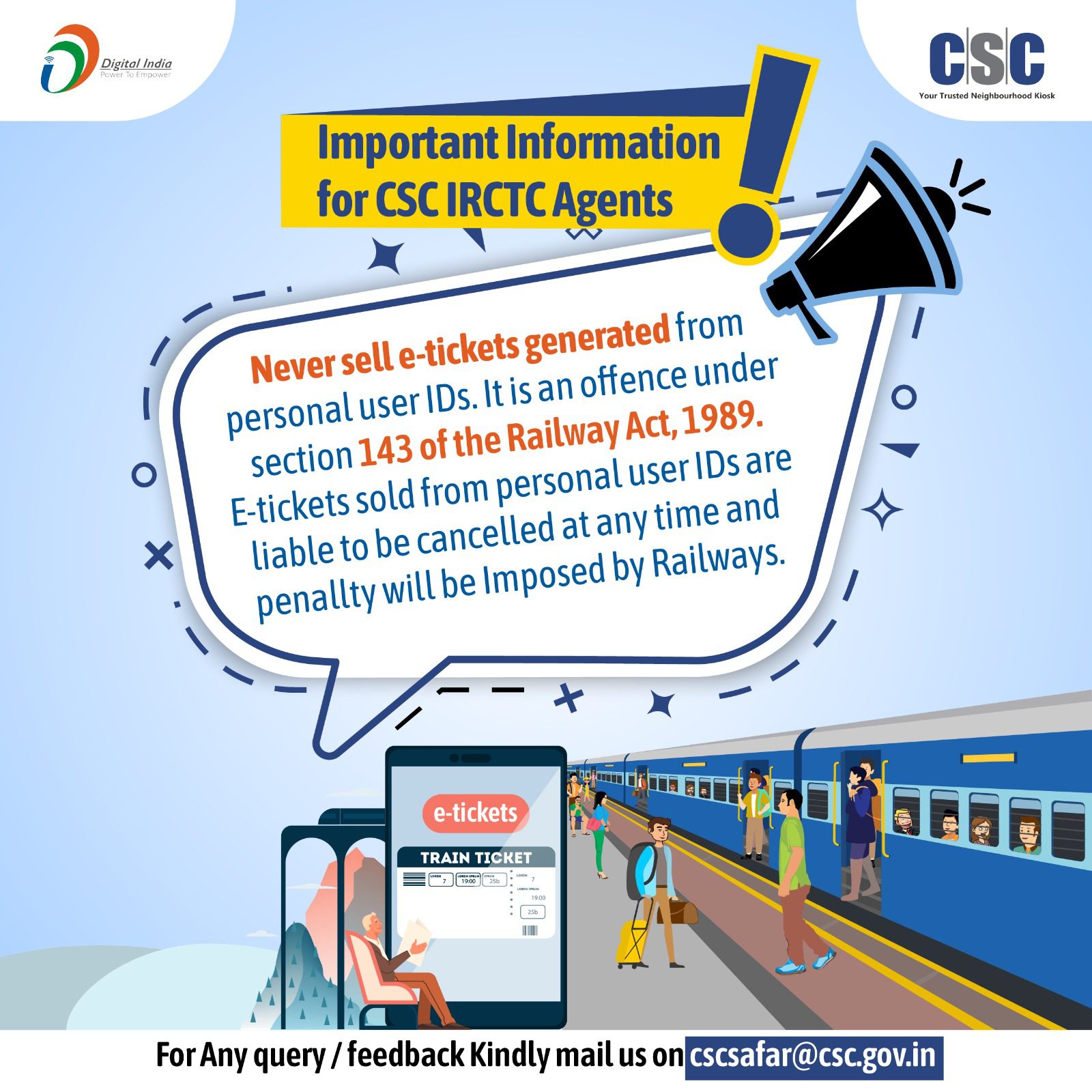 Important Information for CSC IRCTC Agents