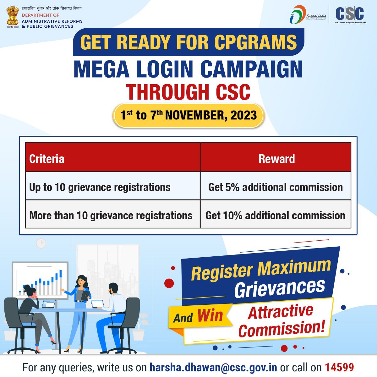 Get ready for the CPGRAMS Mega Login Campaign through CSC