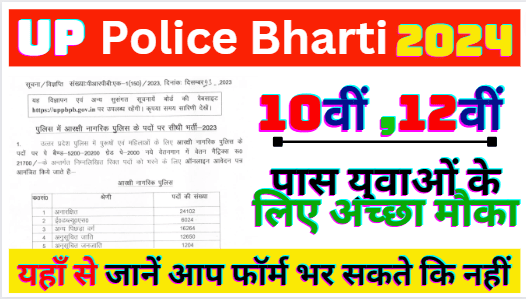 UP Police Bharti 2024 | UP Police Bharti 2024 Apply Online | यूपी पुलिस के फॉर्म कब से ऑनलाइन होंगे 2024